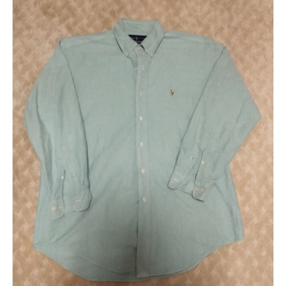 Vintage 90s Ralph Lauren Yarmouth Shirt Men's 16 32 Mint Green Oxford Button Dow